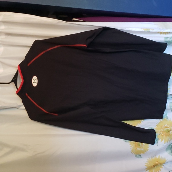 Men's Xxl Black and Red Under Armour Baselayer Cold Gear Compression Winter Shir - Picture 6 of 6